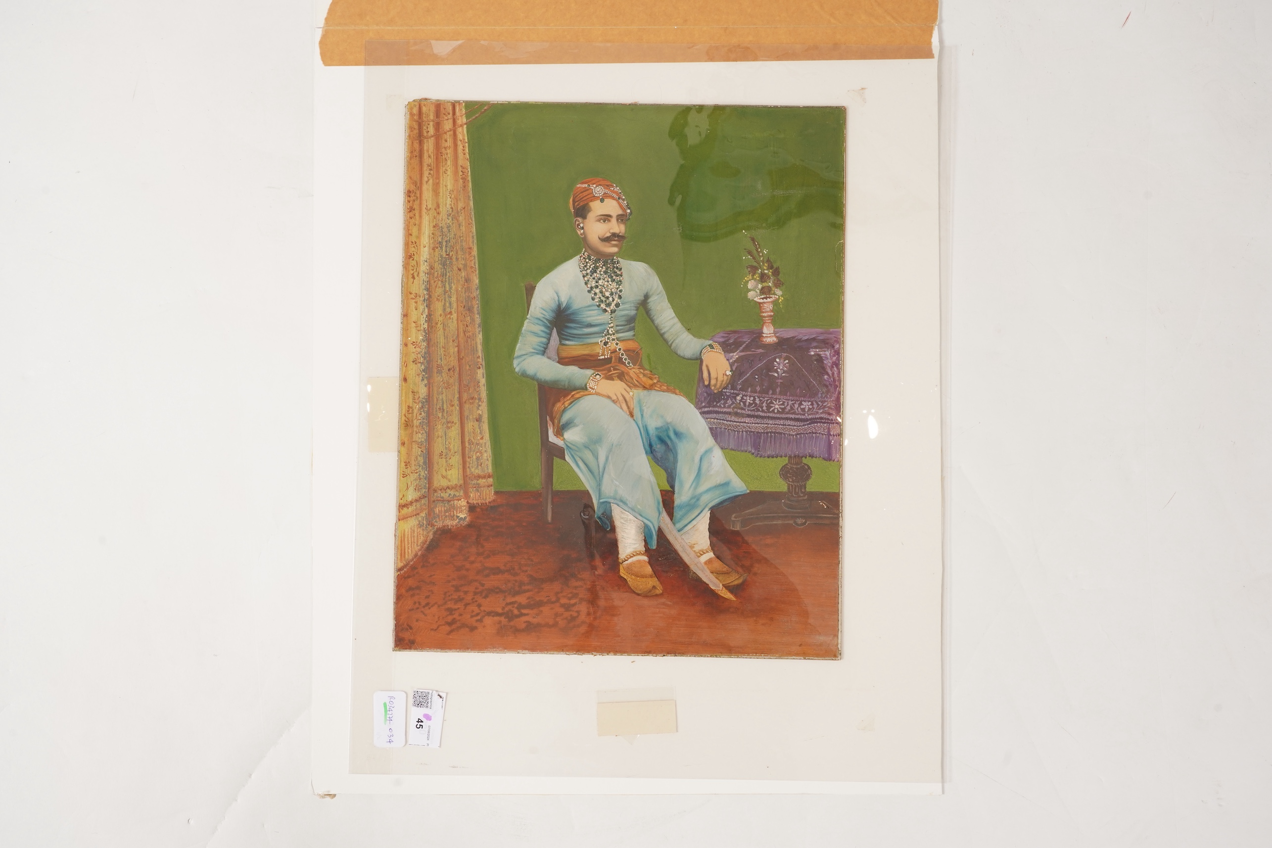 A hand painted albumen photograph of an Indian Maharajah, late 19th century